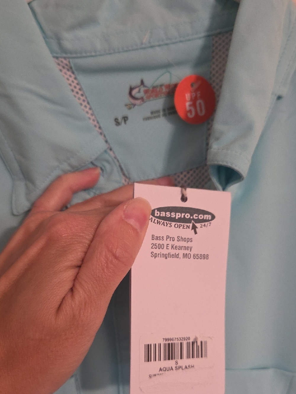 Qorld Wide Sportsman Light Blue Short Sleeve Button-Up Shirt - Picture 3 of 3